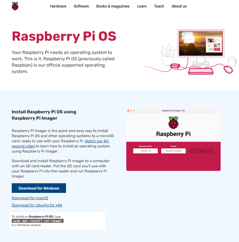 Raspberry Pi OSのダウンロードページ
